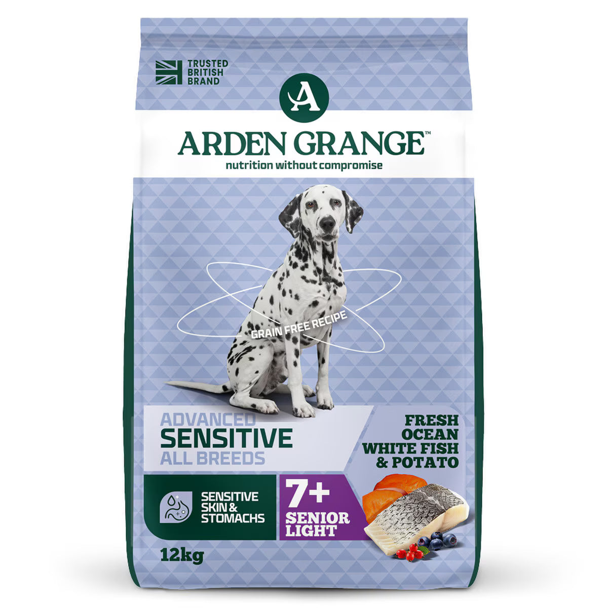 Arden Grange Senior Grain Free Sensitive Dry Dog Food, Light Ocean White Fish & Potato