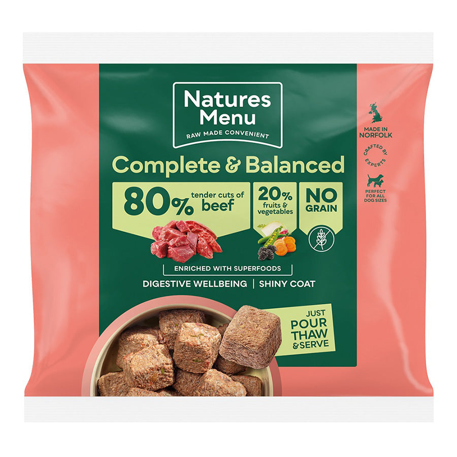 80/20 Natures Menu Beef Nuggets Frozen 1kg