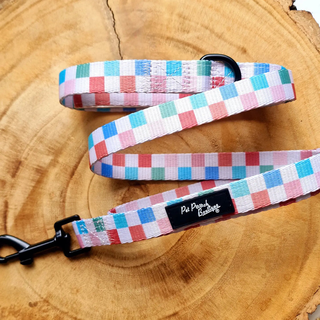 Chunky Check Dog Lead - Reversible