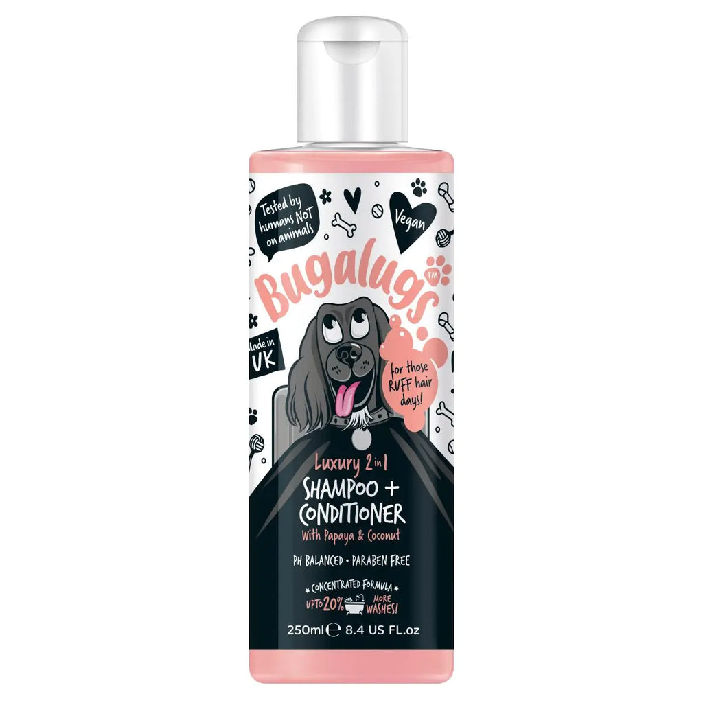 Bugalugs Luxury 2 in 1 Papaya & Coconut Dog Shampoo & Conditioner 250ml