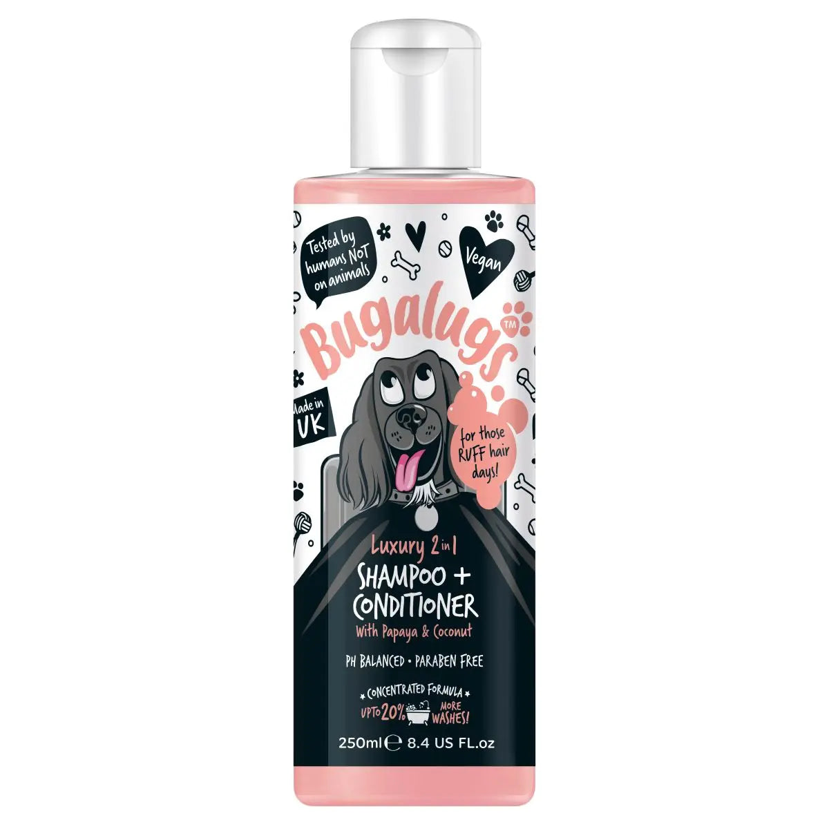 Bugalugs Luxury 2 in 1 Papaya & Coconut Dog Shampoo & Conditioner 250ml