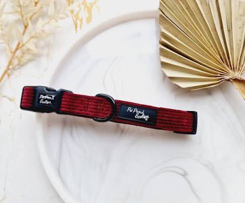 Burgundy red cord collar