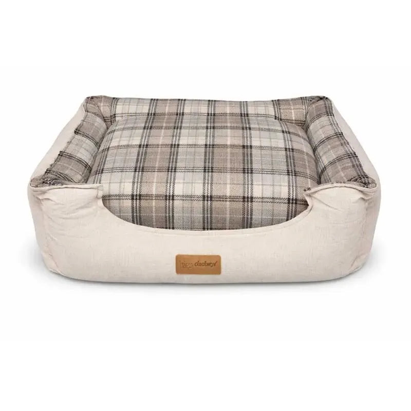 Tartan Grey Dog Bed - Medium